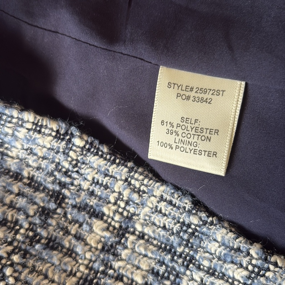 NWT Skies Are Blue Naurela Navy Blue Tweed Open Front Blazer- Size M - Picture 4 of 6